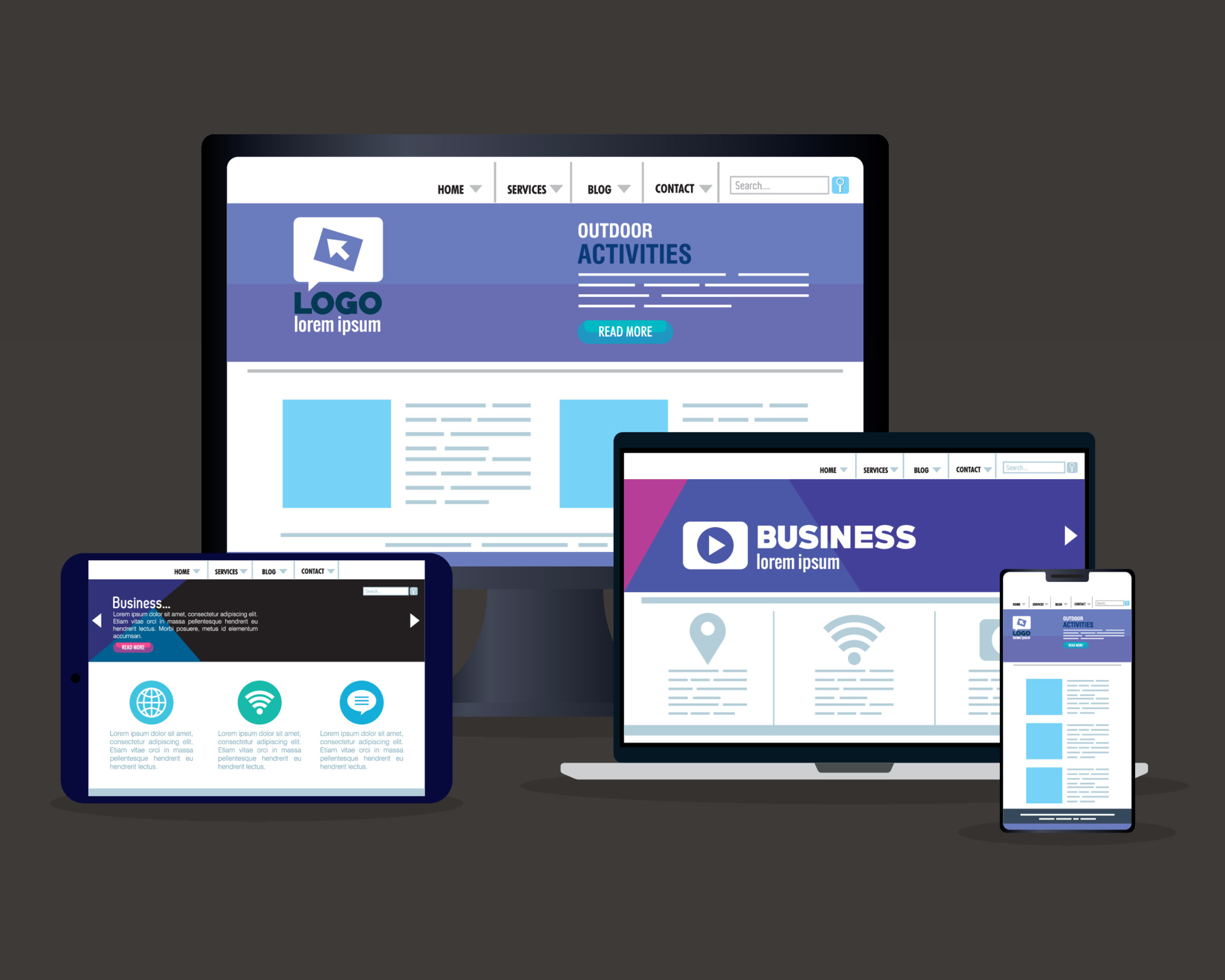 Illustration of a business on multiple devices